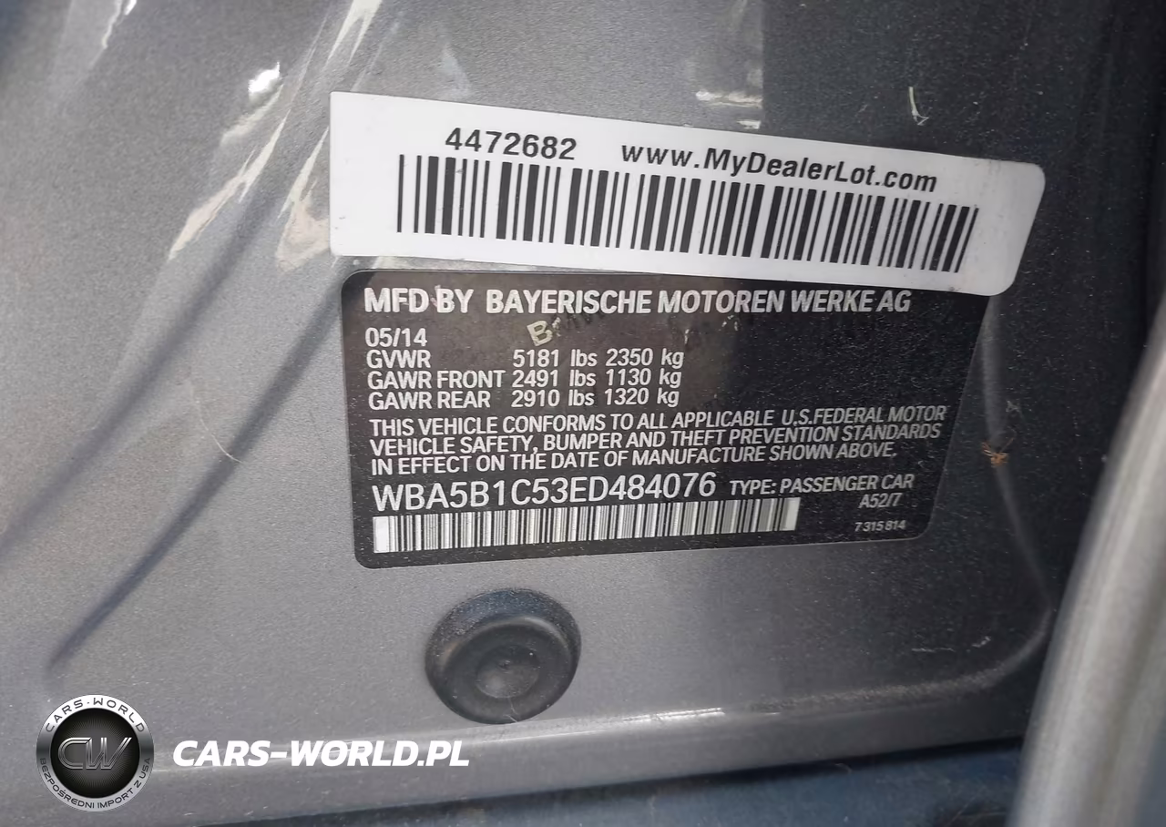 2014 BMW 535I VIN:WBA5B1C53ED484076 - 9