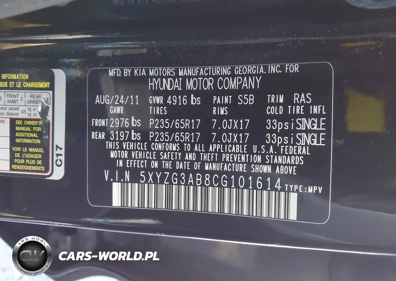 2012 Hyundai Santa Fe Gls VIN:5XYZG3AB8CG101614 - 9