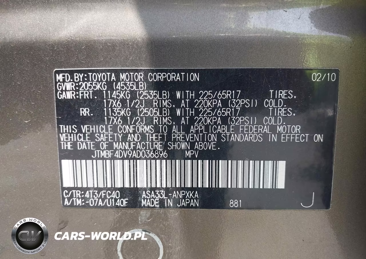 2010 Toyota Rav4 VIN:JTMBF4DV9AD036896 - 9