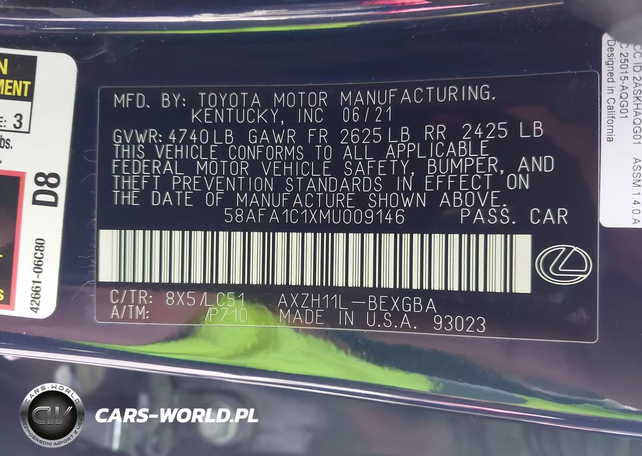 2021 Lexus Es 300H Ultra Luxury VIN:58AFA1C1XMU009146 - 9