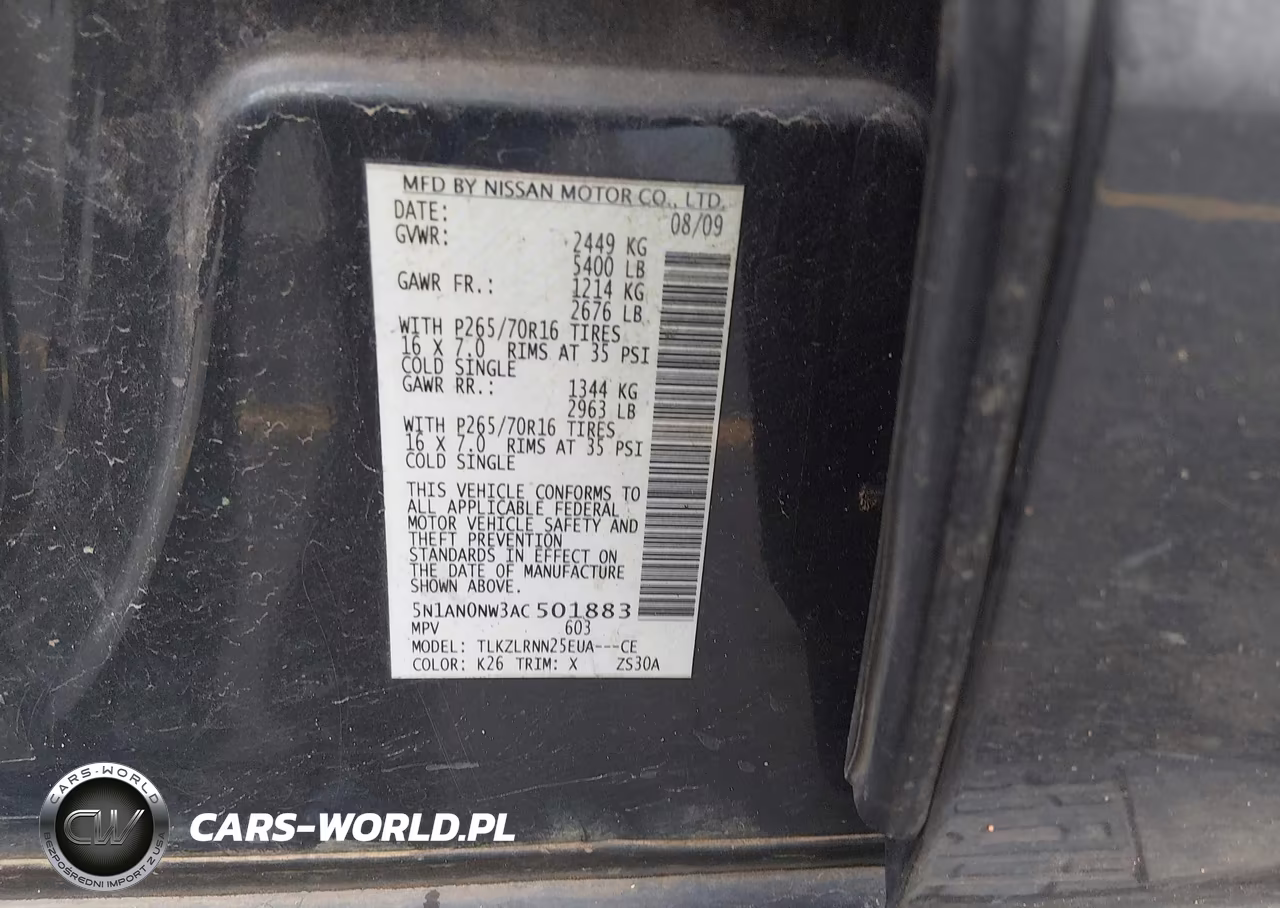 2010 Nissan Xterra S VIN:5N1AN0NW3AC501883 - 9