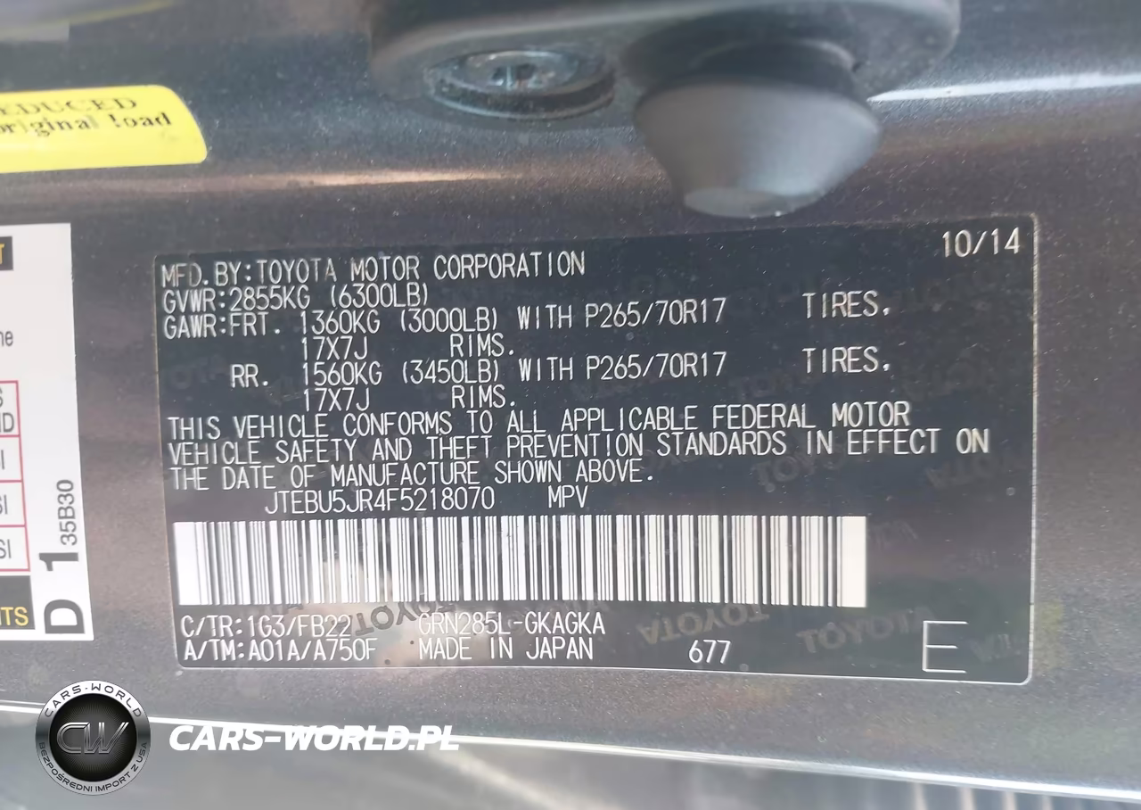 2015 Toyota 4Runner Sr5 VIN:JTEBU5JR4F5218070 - 9