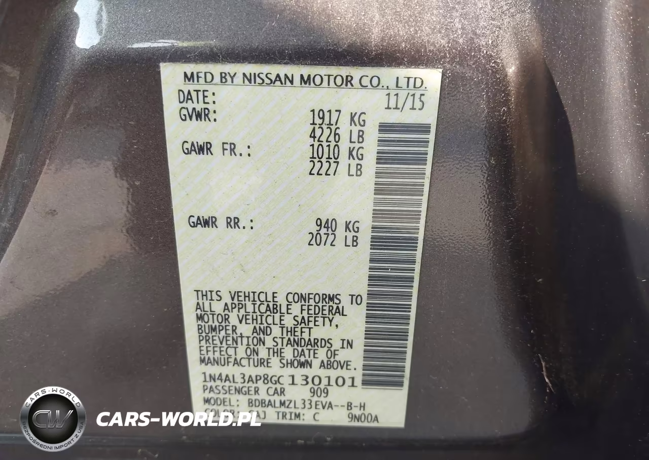 2016 Nissan Altima 2.5 Sv VIN:1N4AL3AP8GC130101 - 9