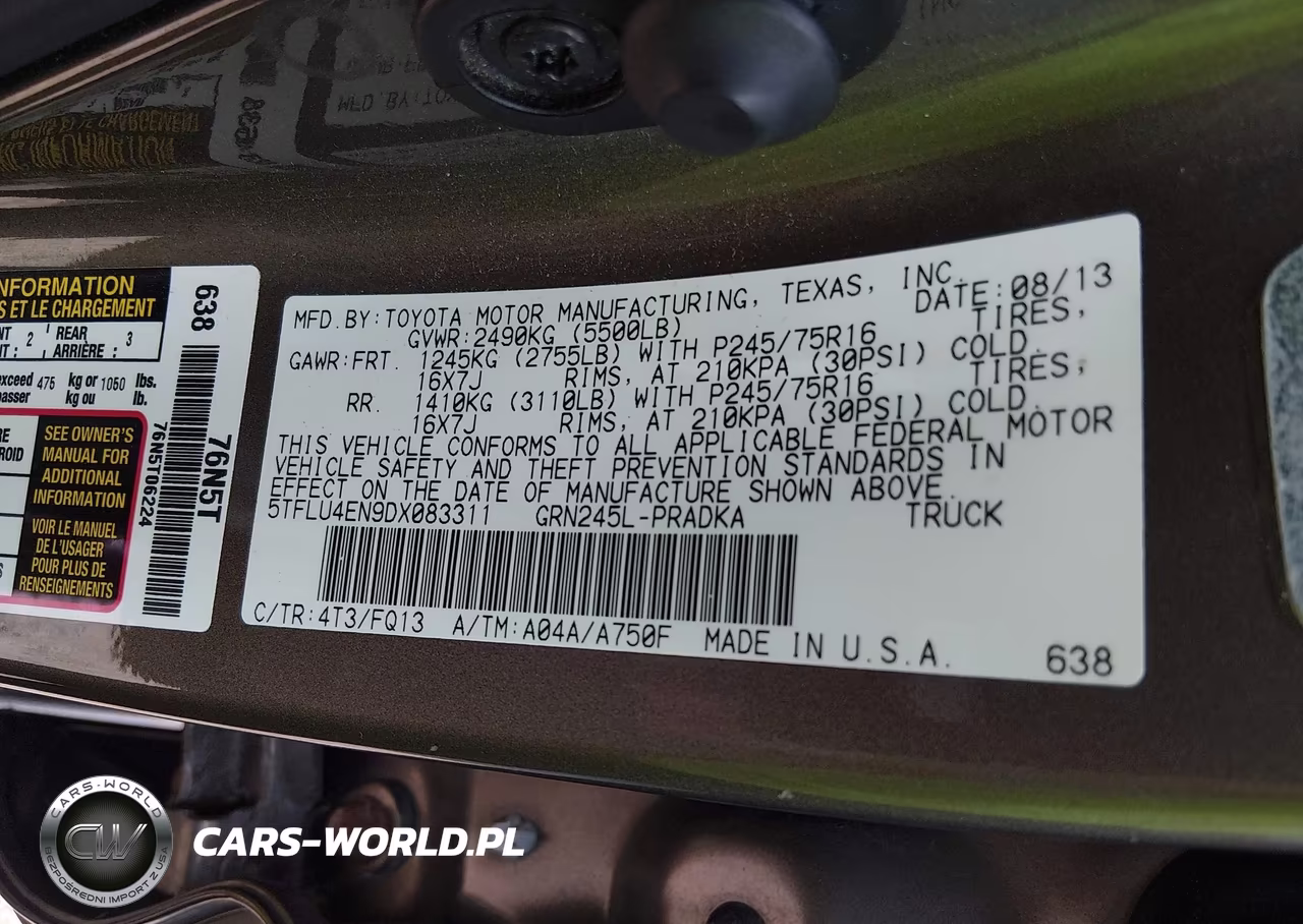 2013 Toyota Tacoma Base V6 VIN:5TFLU4EN9DX083311 - 9