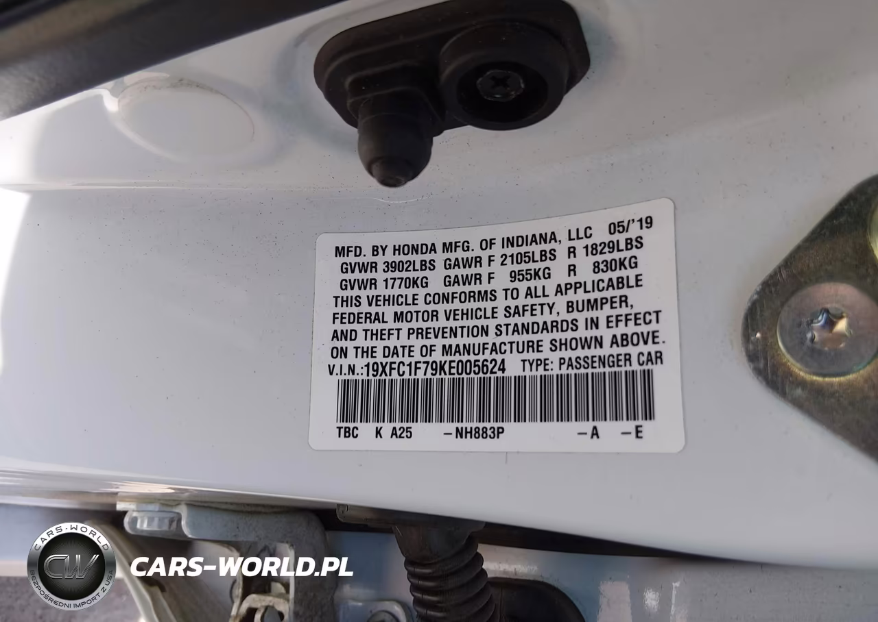 2019 Honda Civic Ex-L VIN:19XFC1F79KE005624 - 9