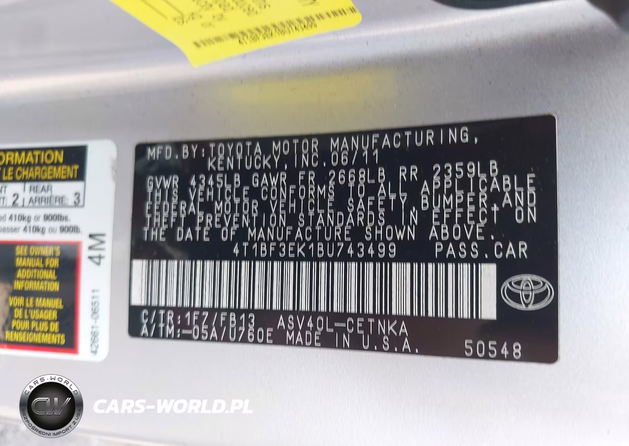 2011 Toyota Camry Le VIN:4T1BF3EK1BU743499 - 9