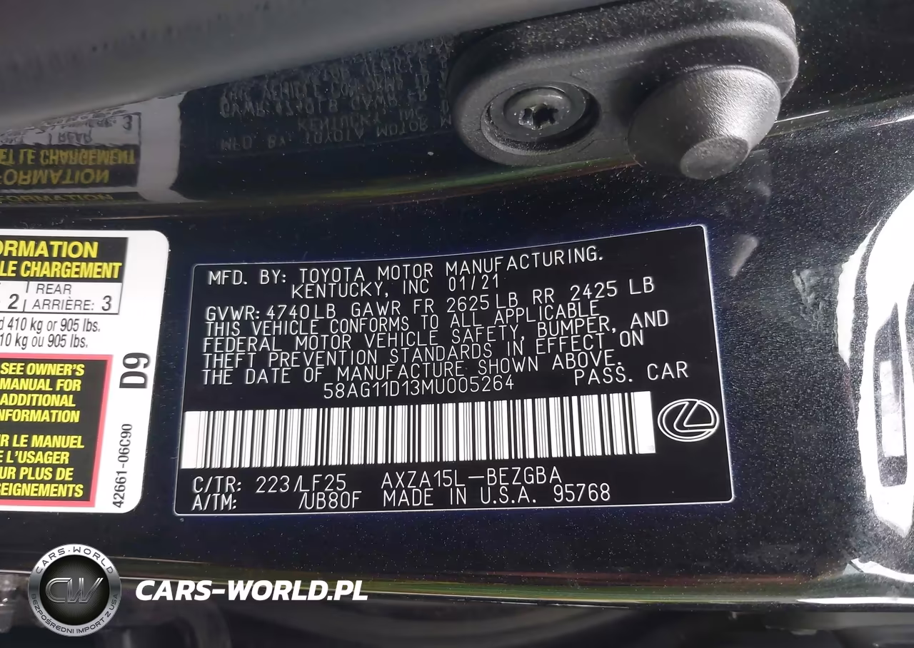 2021 Lexus Es 250 F Sport VIN:58AG11D13MU005264 - 9