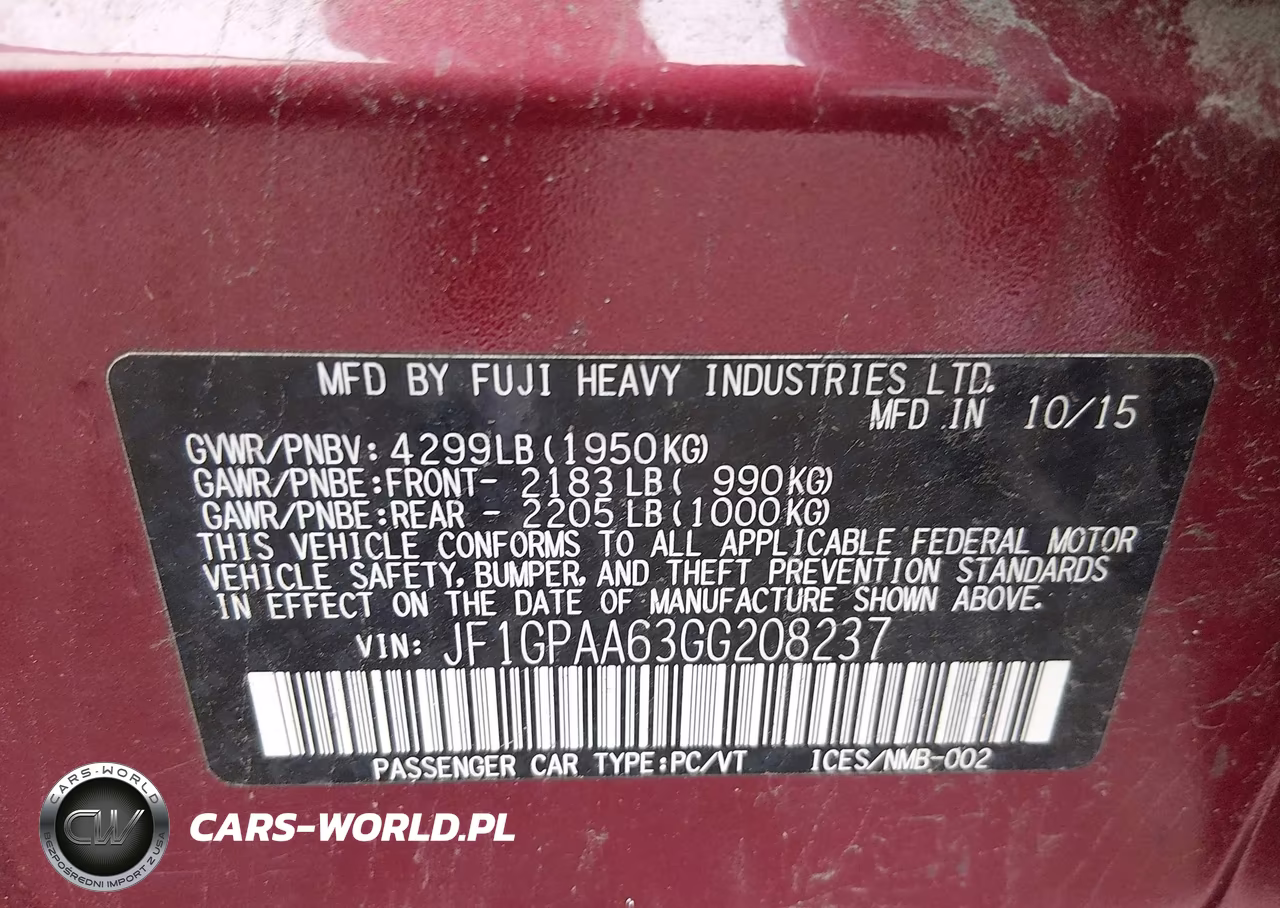 2016 Subaru Impreza 2.0I VIN:JF1GPAA63GG208237 - 9