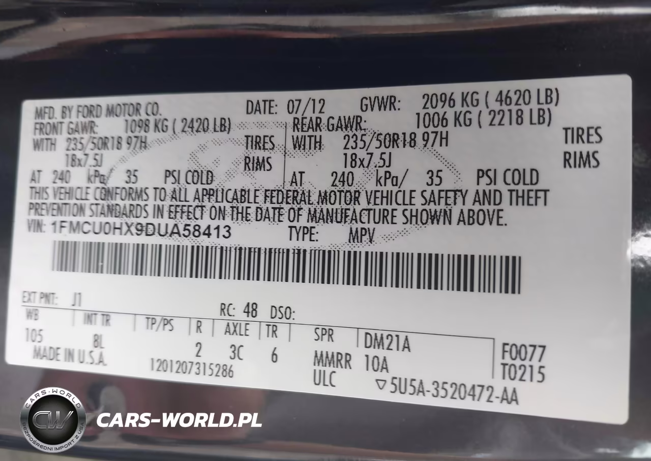 2013 Ford Escape Sel VIN:1FMCU0HX9DUA58413 - 9