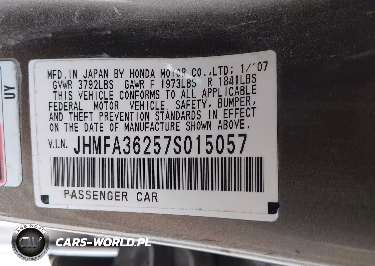 2007 Honda Civic Hybrid VIN:JHMFA36257S015057 - 9