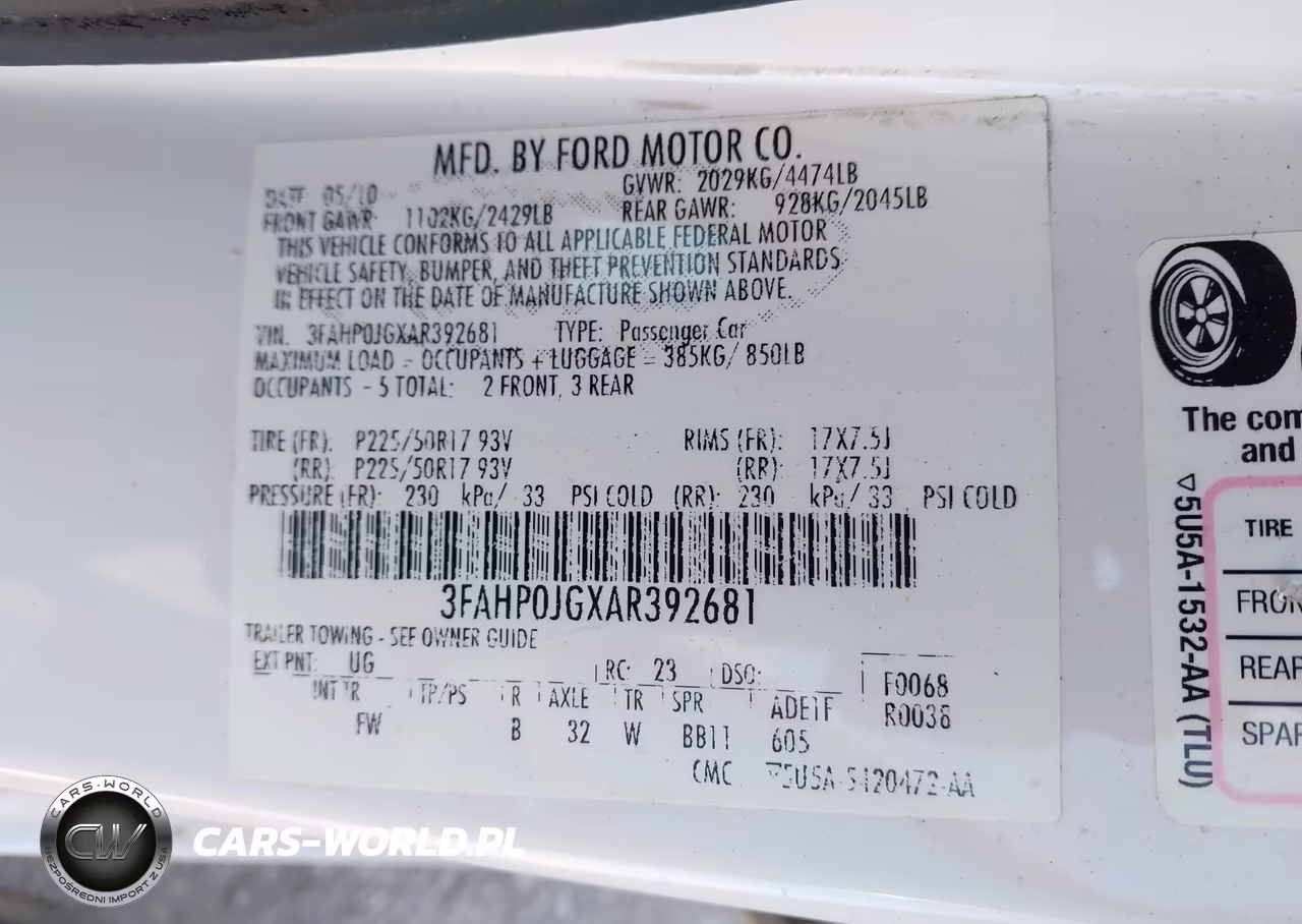 2010 Ford Fusion Sel VIN:3FAHP0JGXAR392681 - 9