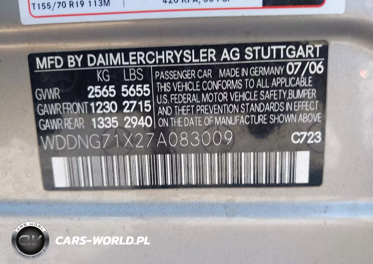 2007 Mercedes-Benz S 550 VIN:WDDNG71X27A083009 - 9