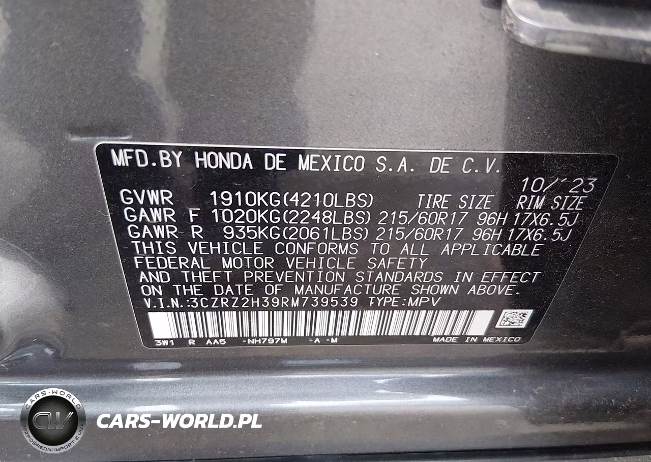 2024 Honda Hr-V Awd Lx VIN:3CZRZ2H39RM739539 - 9