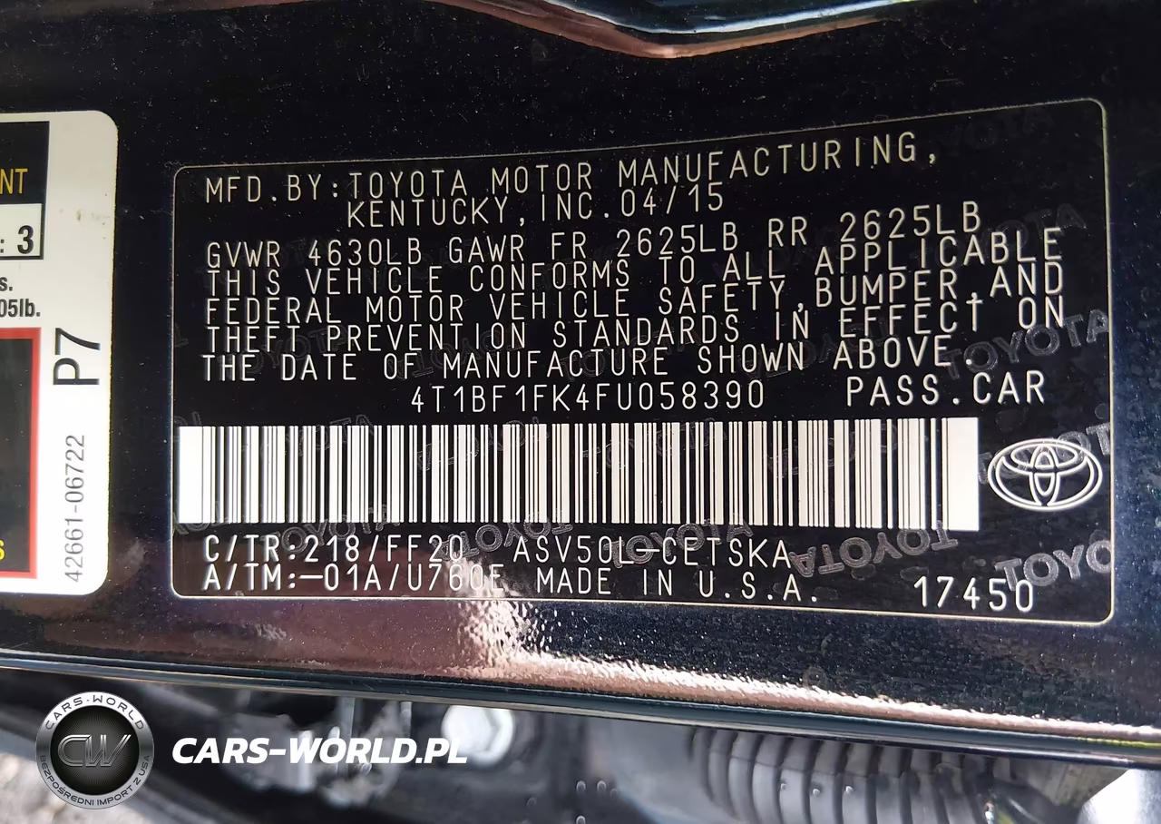 2015 Toyota Camry Se VIN:4T1BF1FK4FU058390 - 9