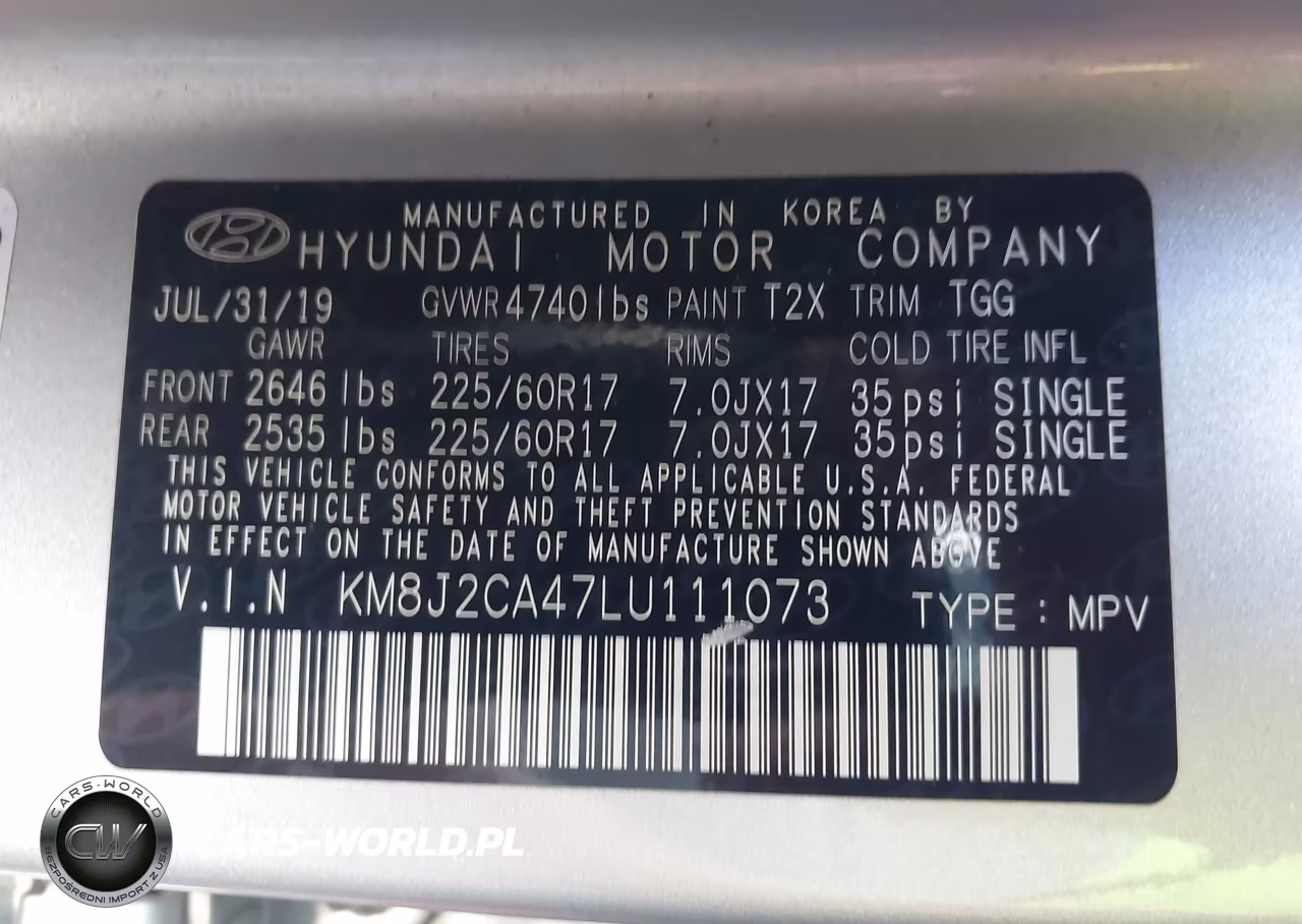 2020 Hyundai Tucson Se VIN:KM8J2CA47LU111073 - 9