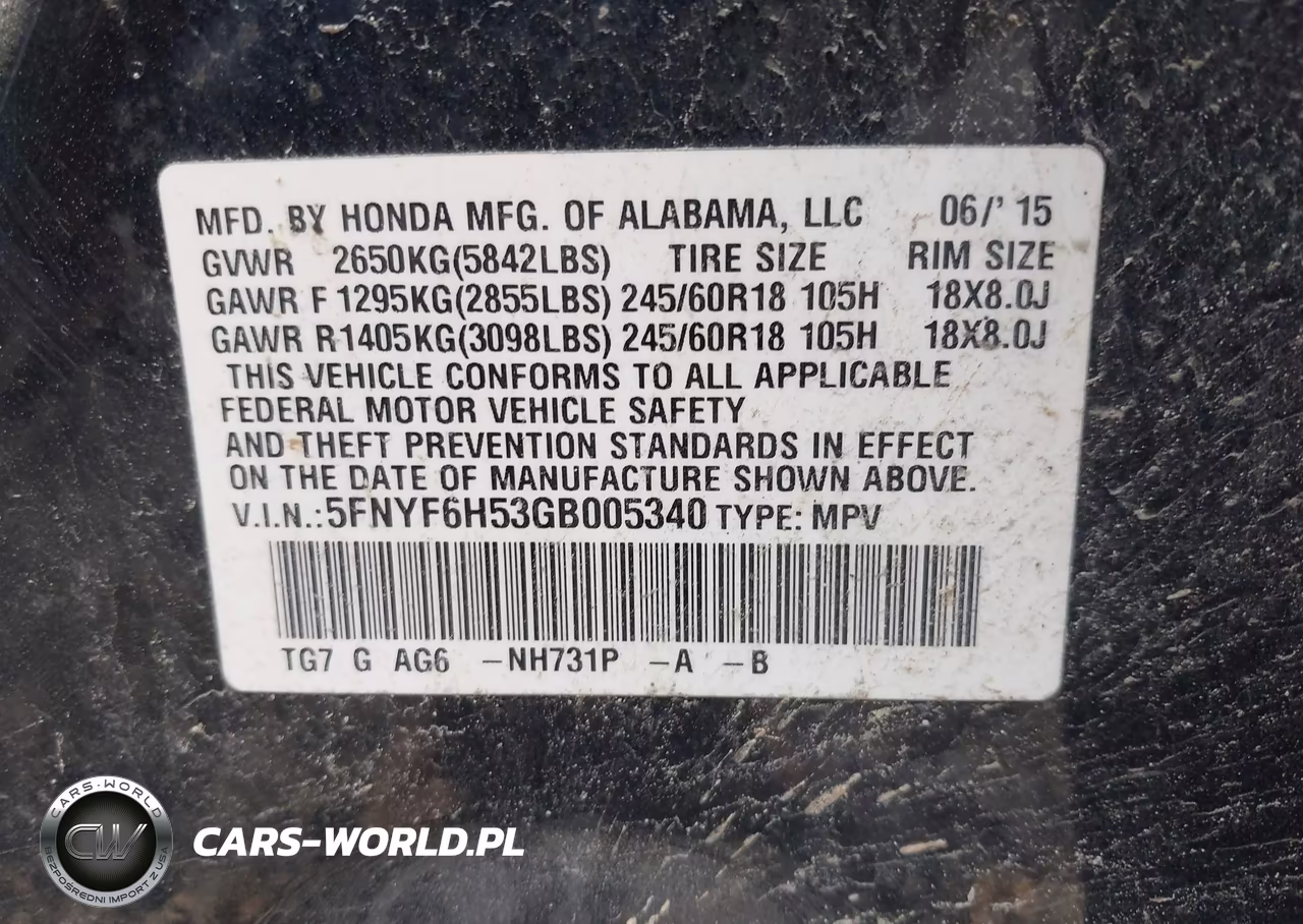 2016 Honda Pilot Ex-L VIN:5FNYF6H53GB005340 - 9