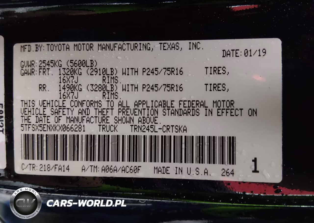 2019 Toyota Tacoma Sr VIN:5TFSX5ENXKX066281 - 9