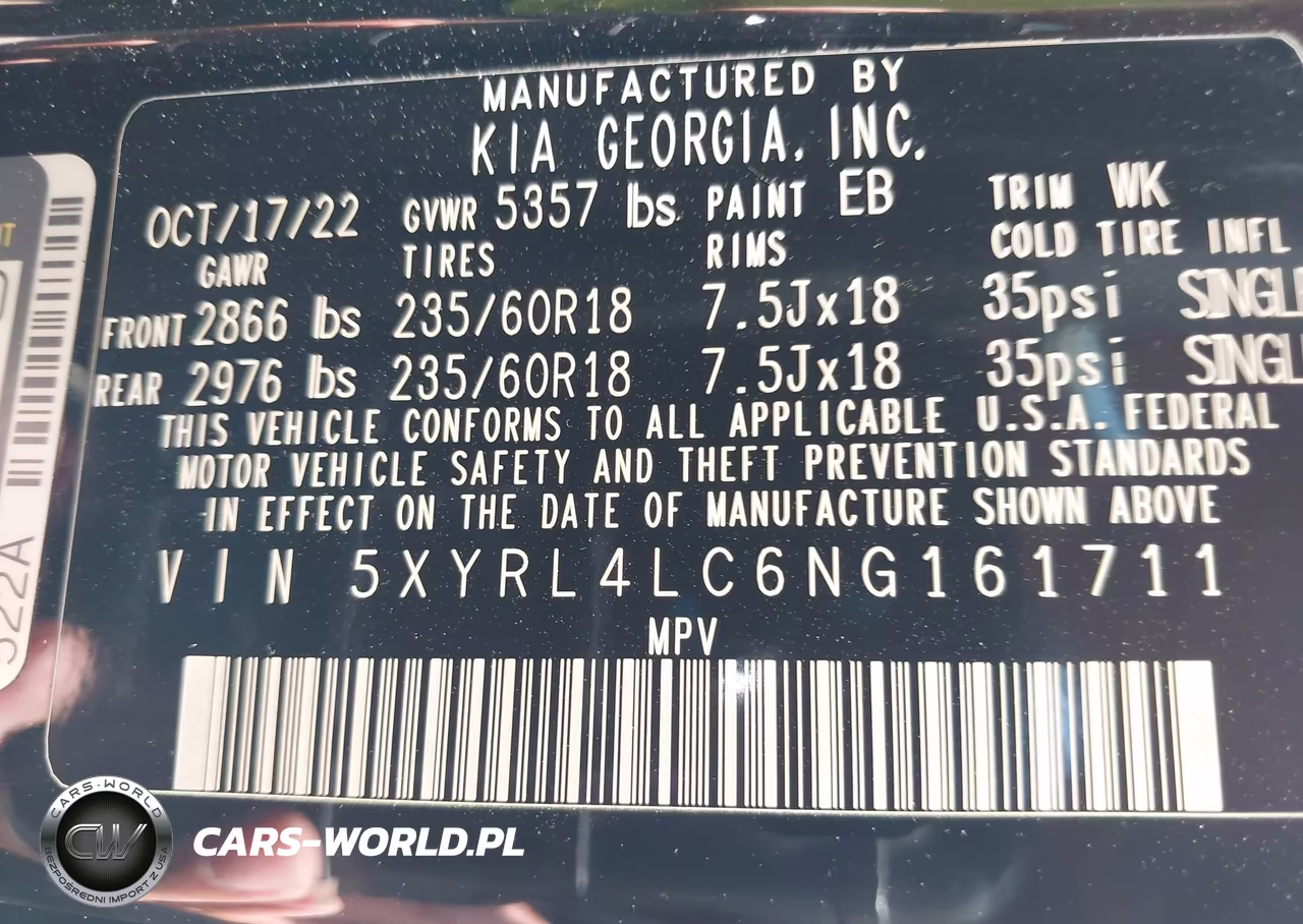 2022 Kia Sorento S VIN:5XYRL4LC6NG161711 - 9