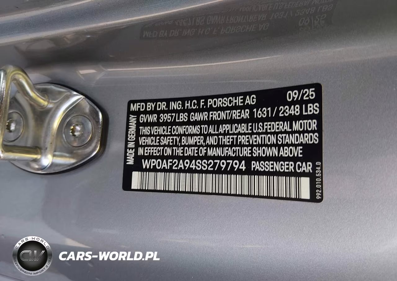 2025 Porsche 911 Gt3 Rs VIN:WP0AF2A94SS279794 - 9