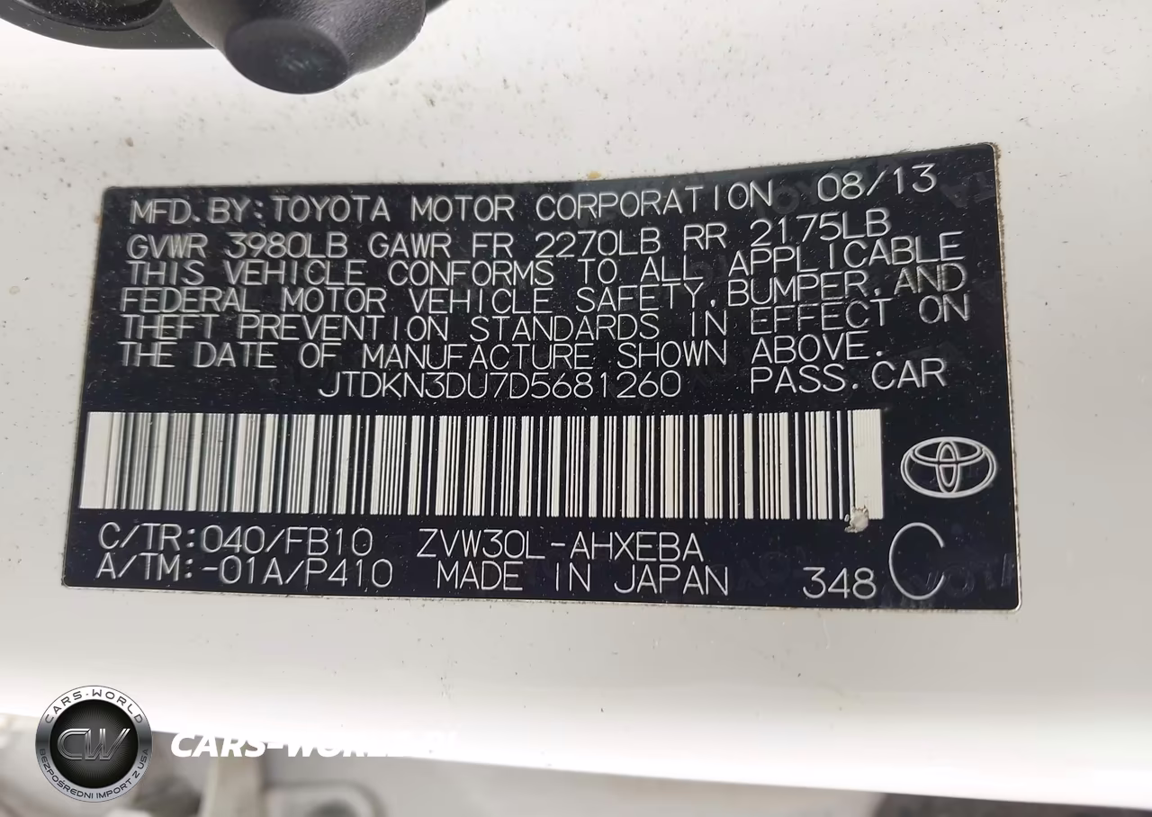 2013 Toyota Prius Two VIN:JTDKN3DU7D5681260 - 9