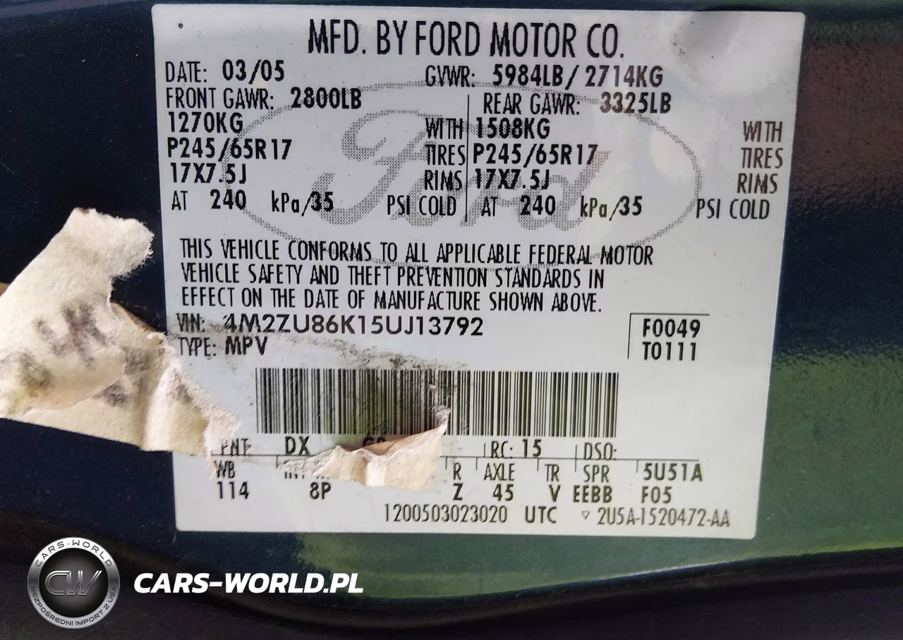2005 Mercury Mountaineer VIN:4M2ZU86K15UJ13792 - 9