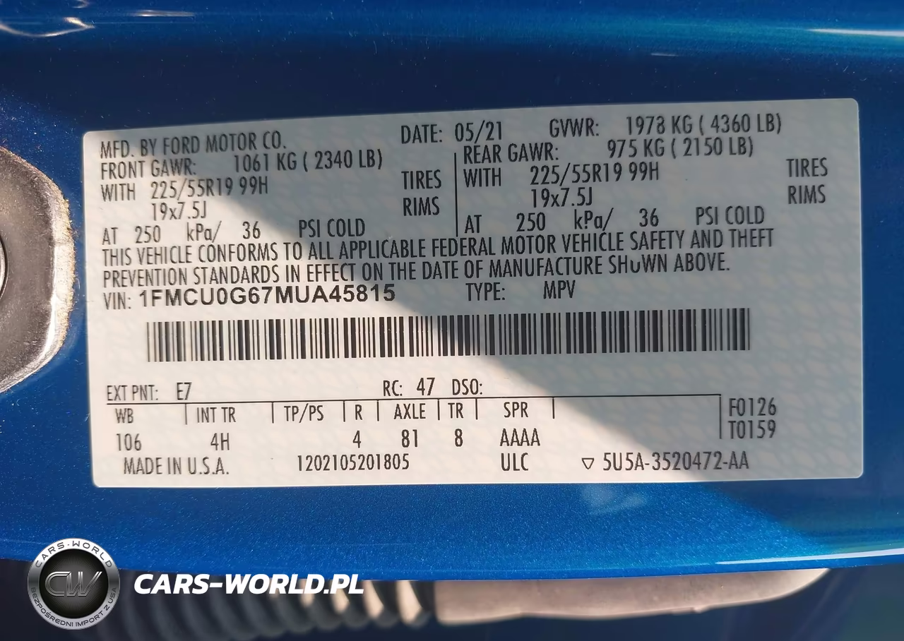 2021 Ford Escape Se VIN:1FMCU0G67MUA45815 - 9