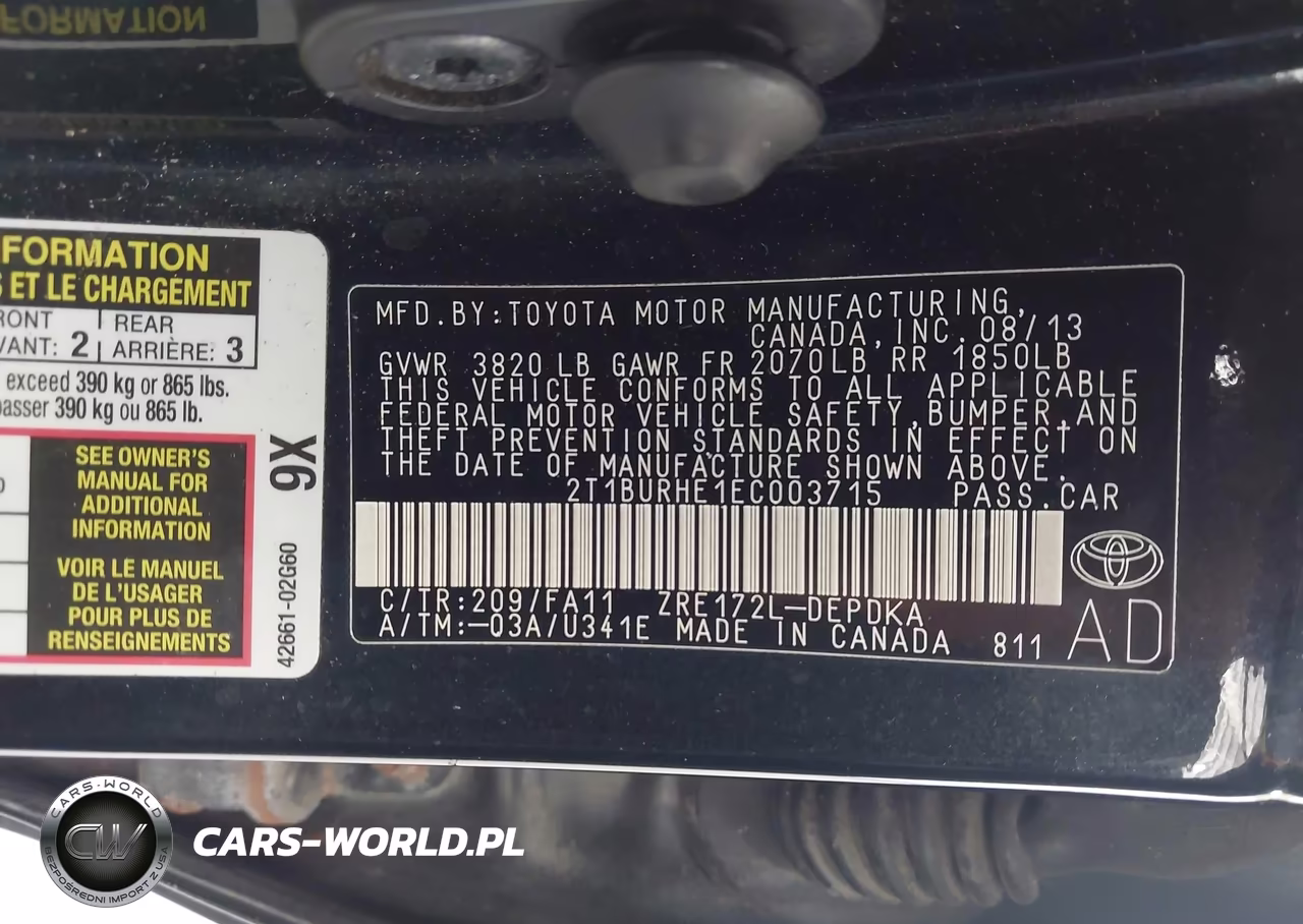 2014 Toyota Corolla L VIN:2T1BURHE1EC003715 - 9
