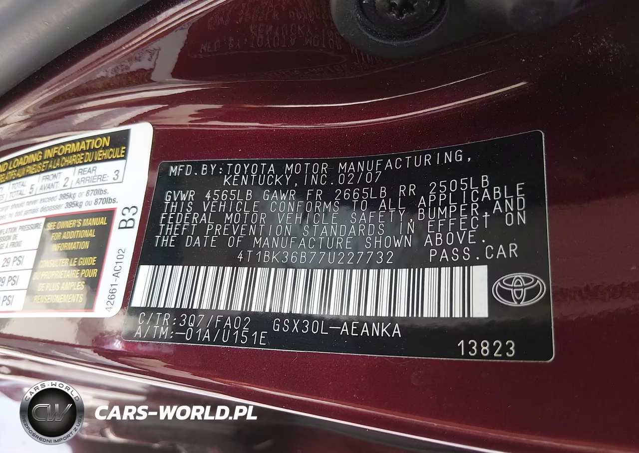 2007 Toyota Avalon Xl VIN:4T1BK36B77U227732 - 9