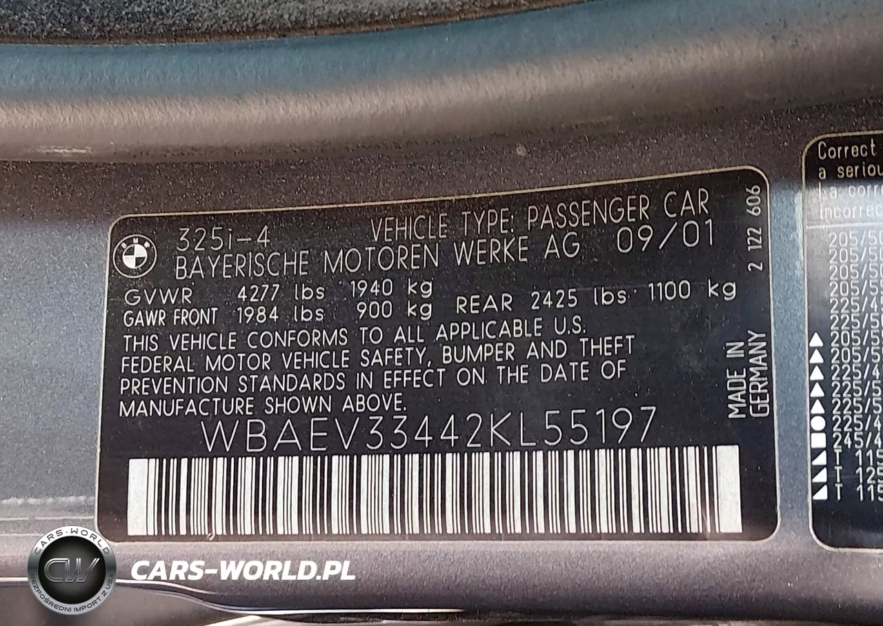 2002 BMW 325I VIN:WBAEV33442KL55197 - 9