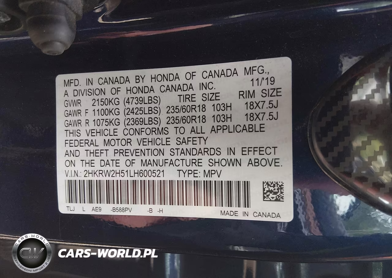 2020 Honda Cr-V Awd Ex VIN:2HKRW2H51LH600521 - 9