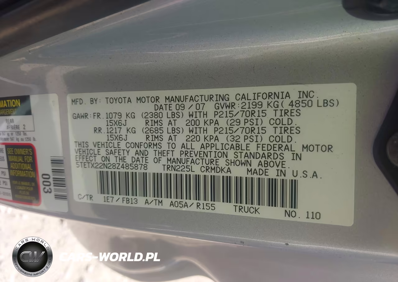 2008 Toyota Tacoma VIN:5TETX22N28Z485878 - 9