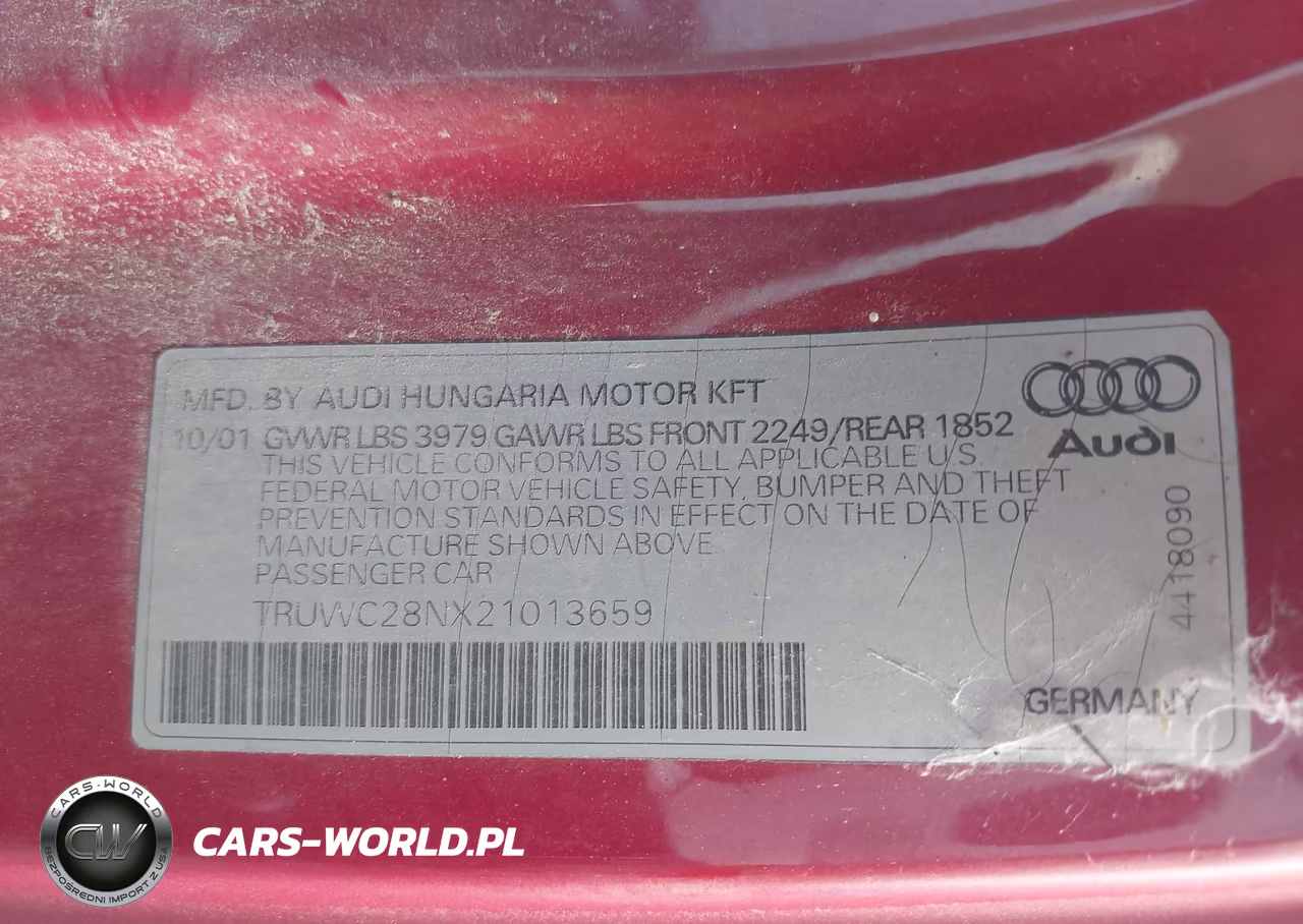 2002 Audi Tt 1.8L VIN:TRUWC28NX21013659 - 9