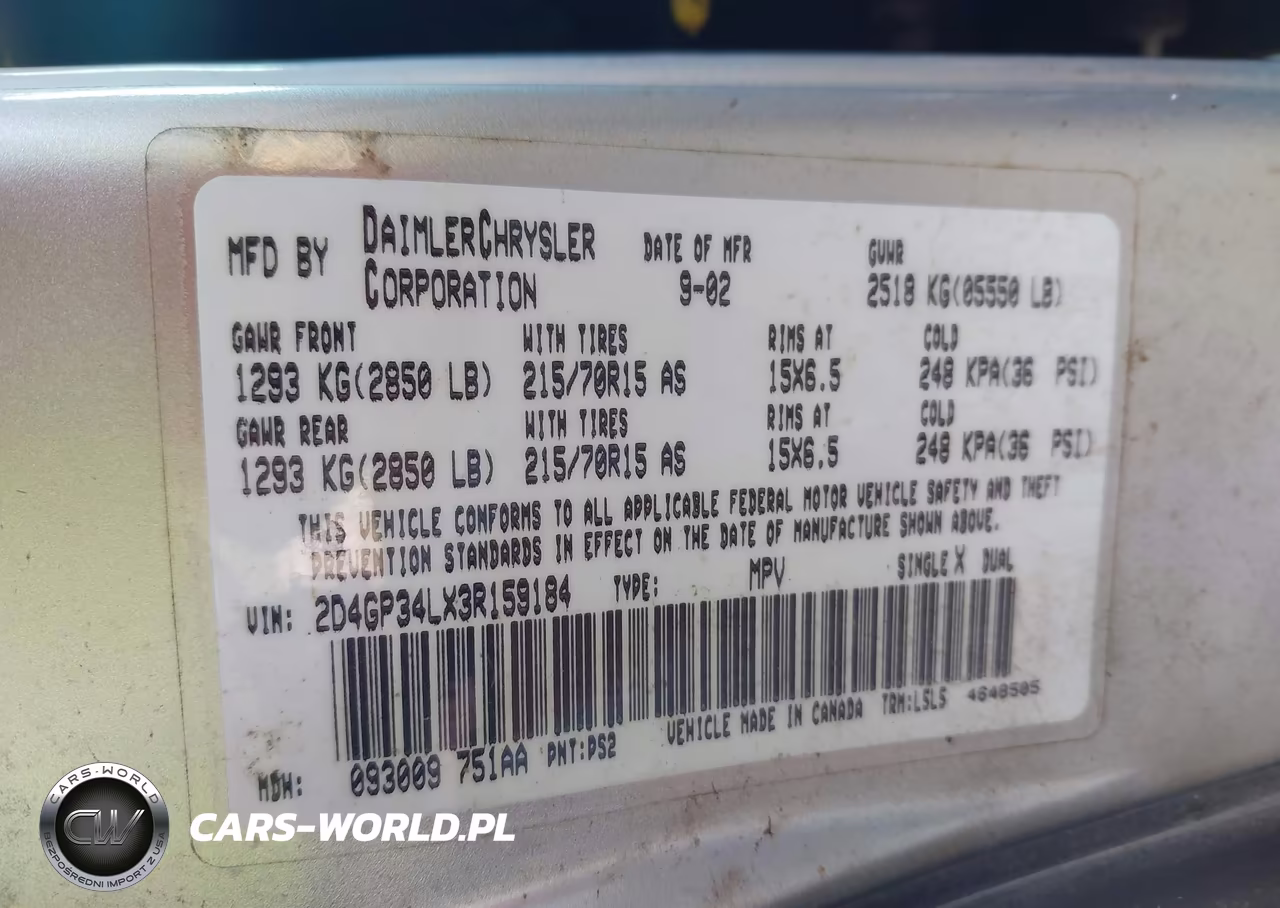 2003 Dodge Grand Caravan El VIN:2D4GP34LX3R159184 - 9