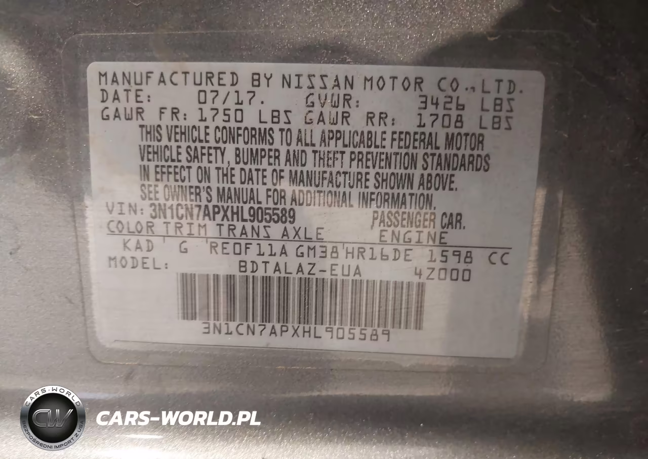 2017 Nissan Versa 1.6 S+ VIN:3N1CN7APXHL905589 - 9