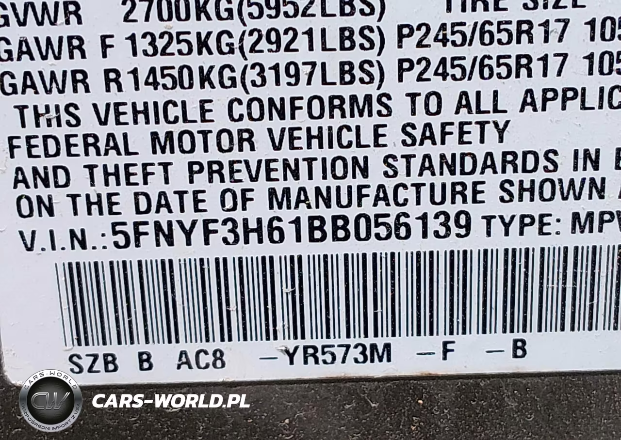 2011 Honda Pilot Ex-L VIN:5FNYF3H61BB056139 - 9