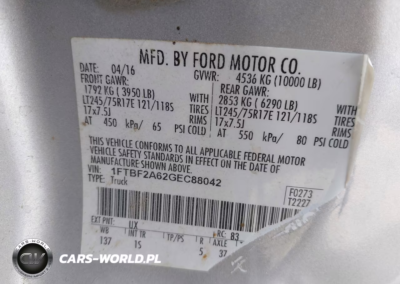 2016 Ford F-250 Xl VIN:1FTBF2A62GEC88042 - 9