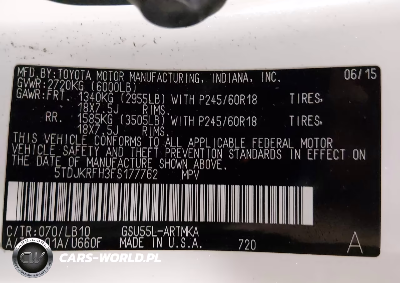2015 Toyota Highlander Xle V6 VIN:5TDJKRFH3FS177762 - 9