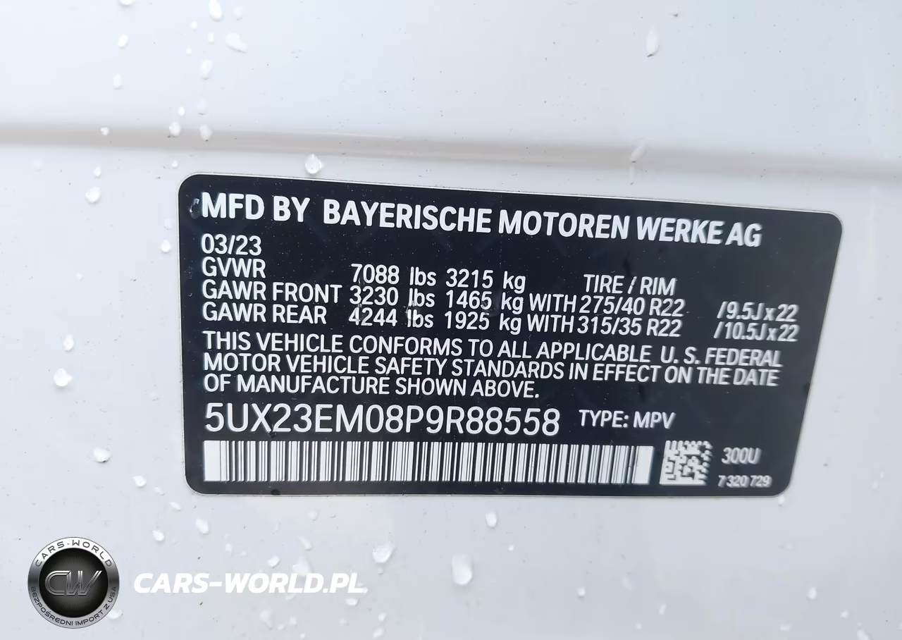 2023 BMW X7 xDrive40I VIN:5UX23EM08P9R88558 - 9
