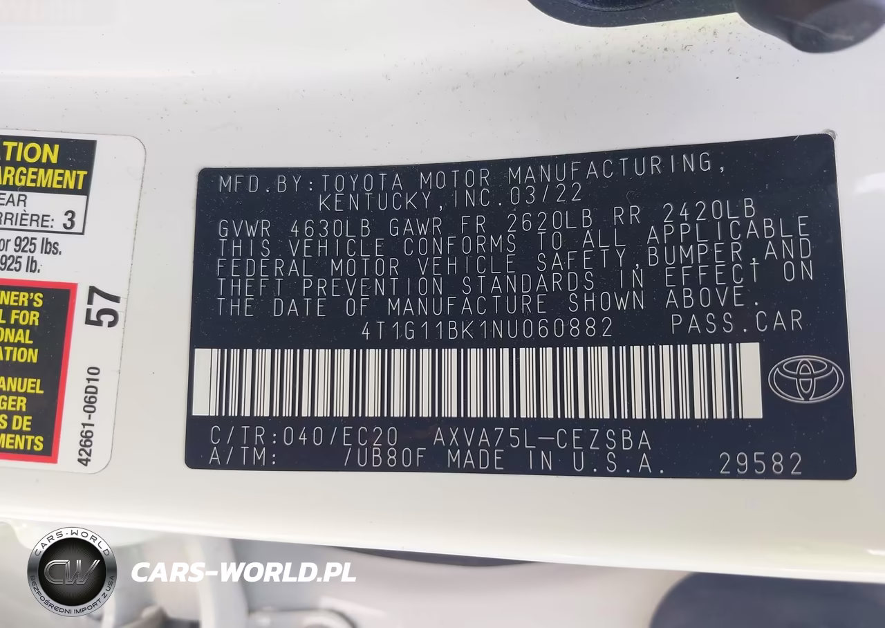 2022 Toyota Camry Se Nightshade Special Awd VIN:4T1G11BK1NU060882 - 9