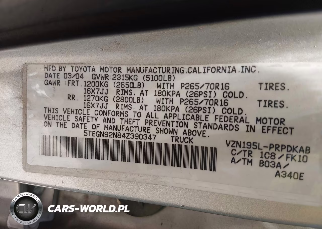 2004 Toyota Tacoma Prerunner V6 VIN:5TEGN92N84Z390347 - 9