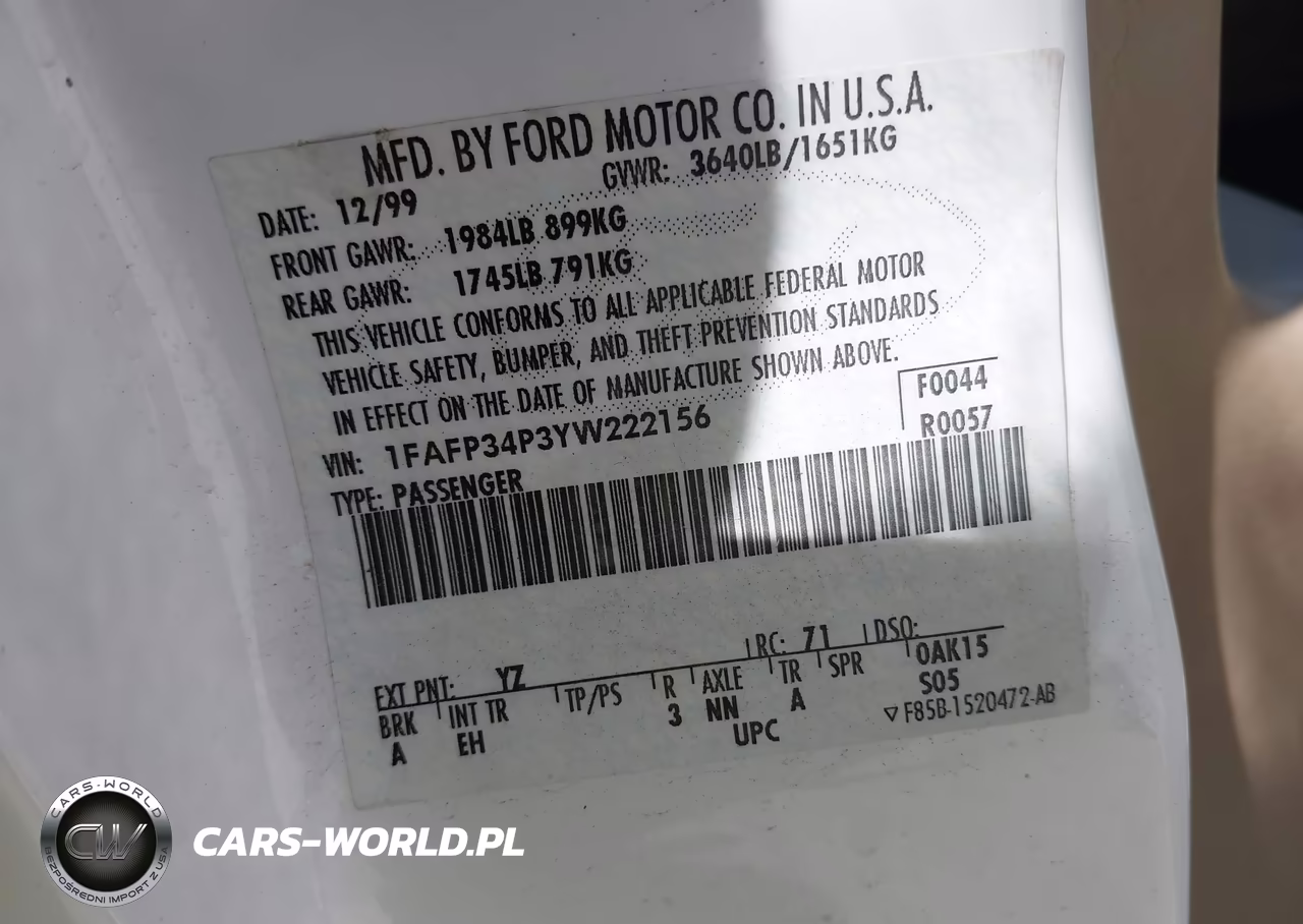 2000 Ford Focus Se VIN:1FAFP34P3YW222156 - 9