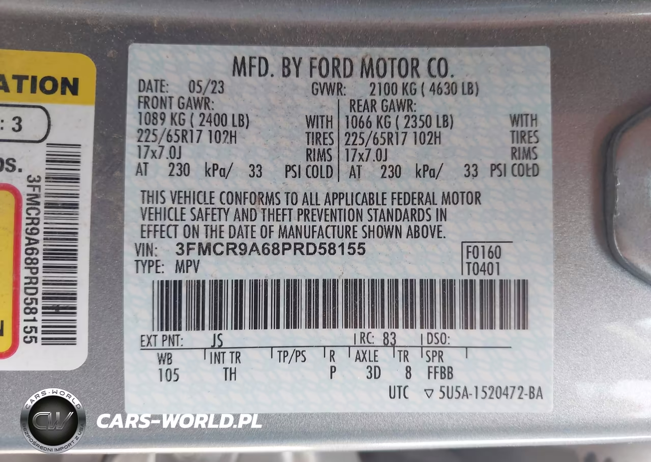 2023 Ford Bronco Sport VIN:3FMCR9A68PRD58155 - 9