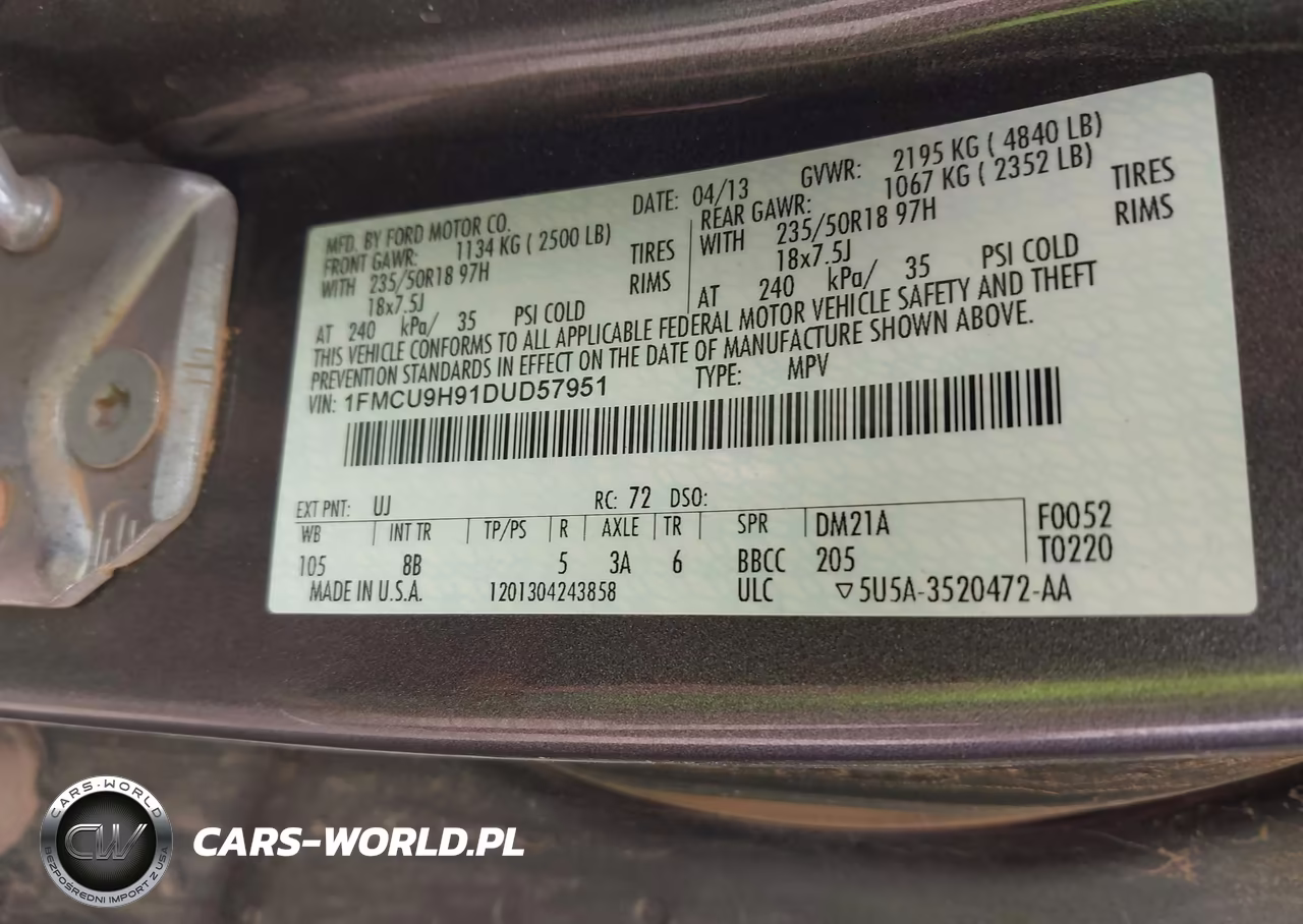 2013 Ford Escape Sel VIN:1FMCU9H91DUD57951 - 9