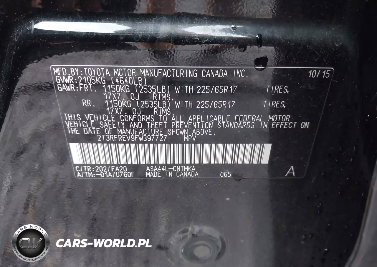 2015 Toyota Rav4 Xle VIN:2T3RFREV9FW397727 - 9