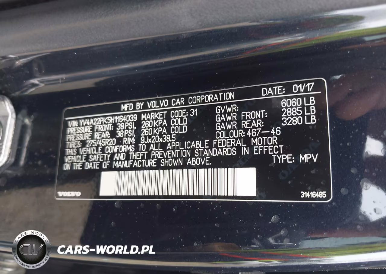 2017 Volvo Xc90 T6 Momentum VIN:YV4A22PK5H1164039 - 9