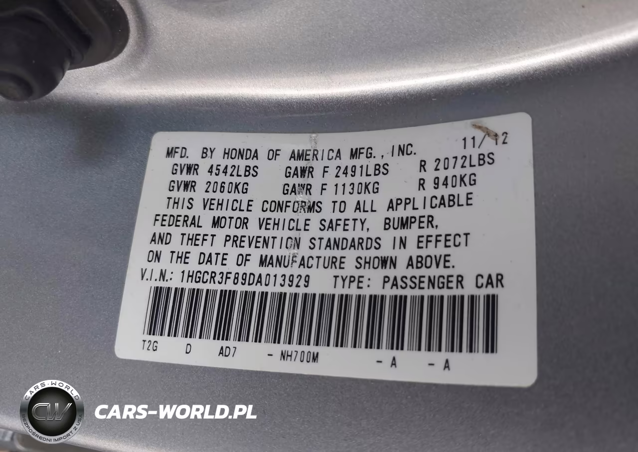 2013 Honda Accord Ex-L V-6 VIN:1HGCR3F89DA013929 - 9