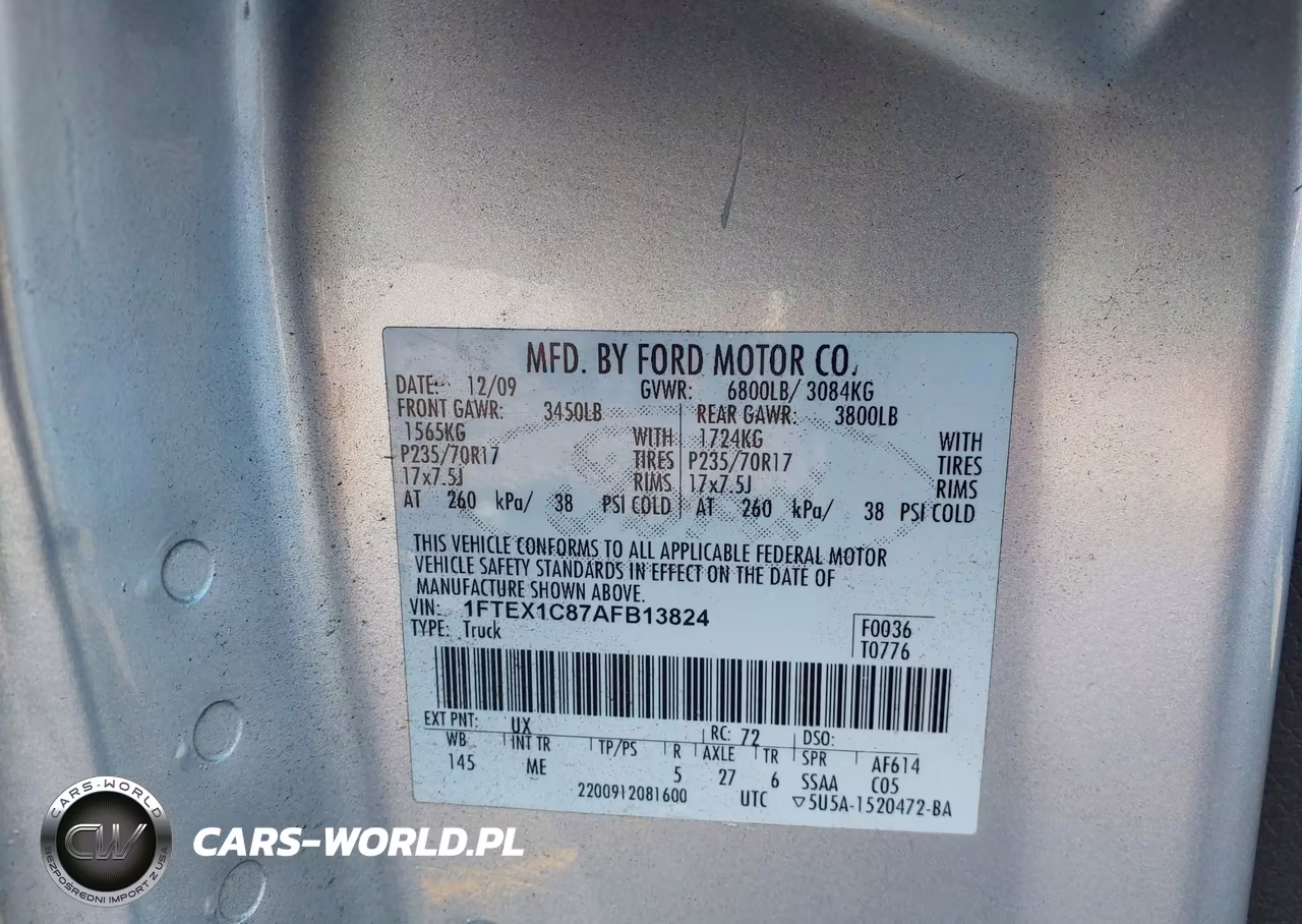 2010 Ford F-150 Fx2 Sport-Stx-Xl-Xlt VIN:1FTEX1C87AFB13824 - 9