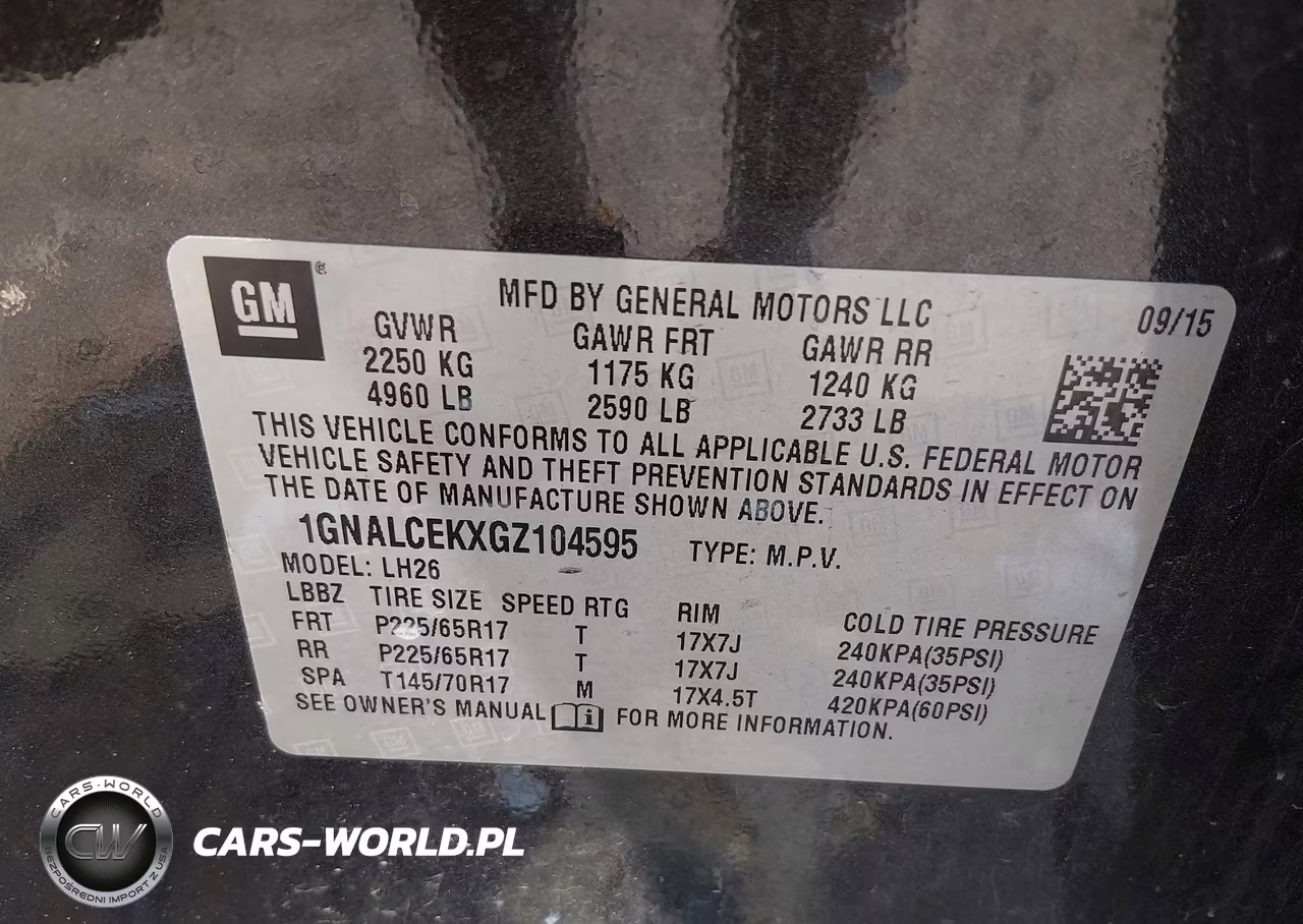 2016 Chevrolet Equinox Lt VIN:1GNALCEKXGZ104595 - 9