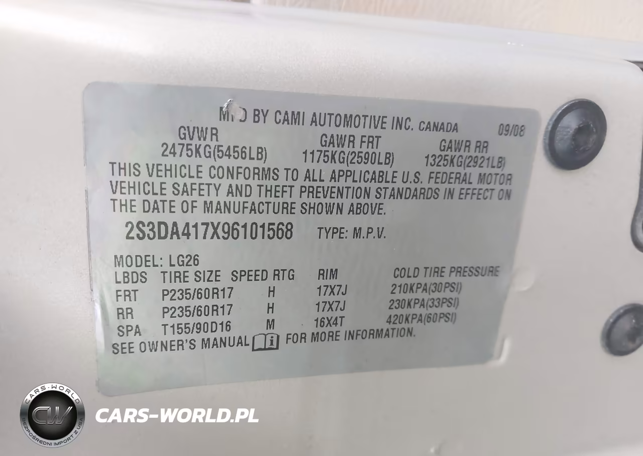 2009 Suzuki Xl7 Luxury VIN:2S3DA417X96101568 - 9