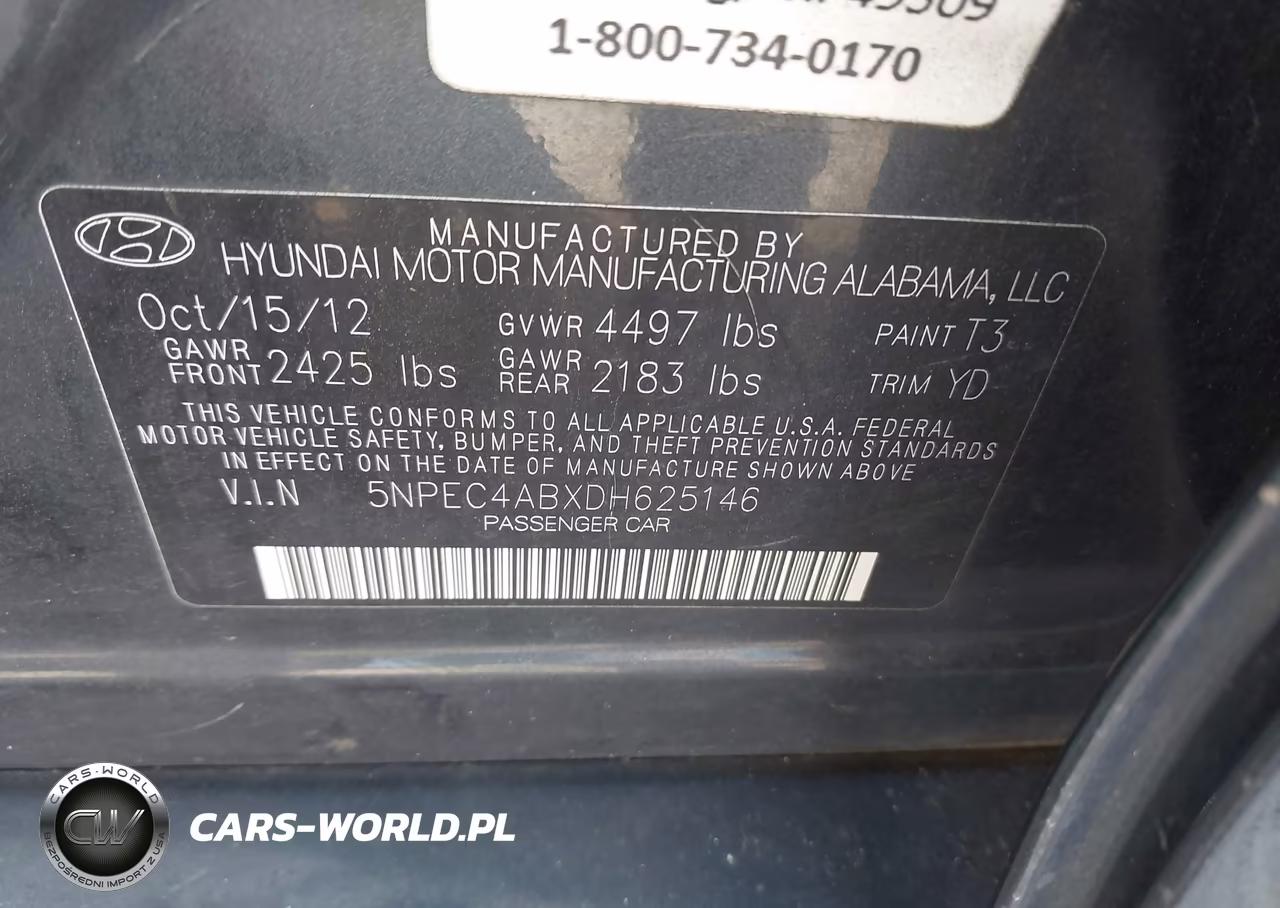 2013 Hyundai Sonata Limited 2.0T VIN:5NPEC4ABXDH625146 - 9